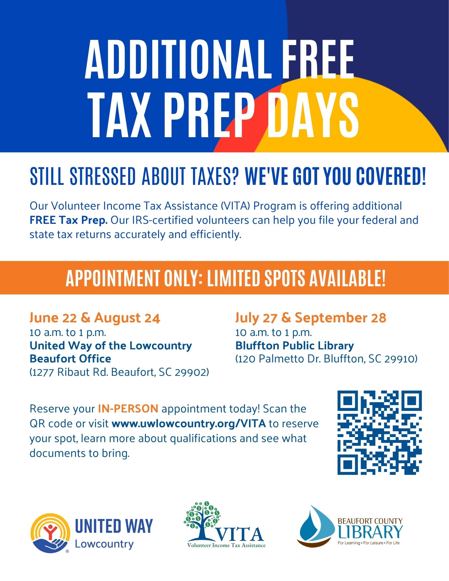 summer tax prep appointments flyer 